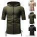 Hooded Sports T Shirt Donci Loose Pocket Solid Color Shoulder Men's Tees Casual Sports Summer New Short Sleeve Tops Army Green B07PY61TBG